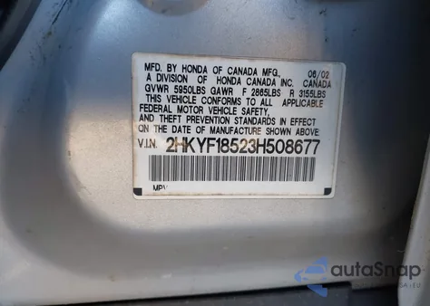 2003 Honda Pilot Ex-L from USA, damaged, VIN 2HKYF18523H508677